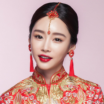 Retro kínai stílusú női fejfedő virágmotívummal és kristályokkal, cinkötvözetből, elektroplattázott felülettel