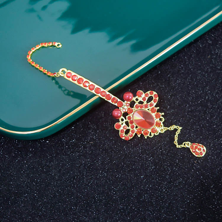 Retro kínai stílusú női fejfedő virágmotívummal és kristályokkal, cinkötvözetből, elektroplattázott felülettel