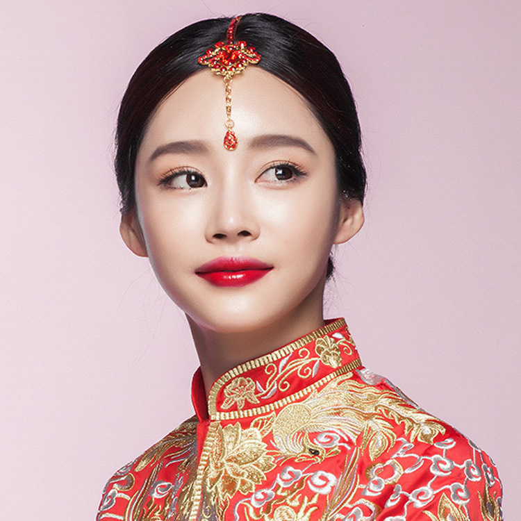 Retro kínai stílusú női fejfedő virágmotívummal és kristályokkal, cinkötvözetből, elektroplattázott felülettel