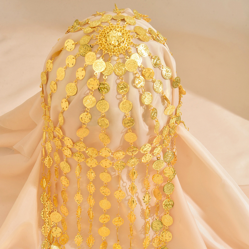 Hajlánc érmes bojtokkal, palotai stílus, fém, elektroplakált, Hg018, 2025 nyár