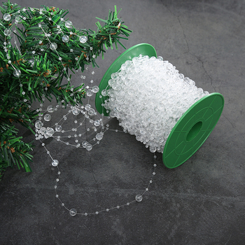 Prozirni lanac s perlicama 8+3 mm za vjenčanja i blagdane, akrilna zavjesa s perlicama i dekor za božićno drvce