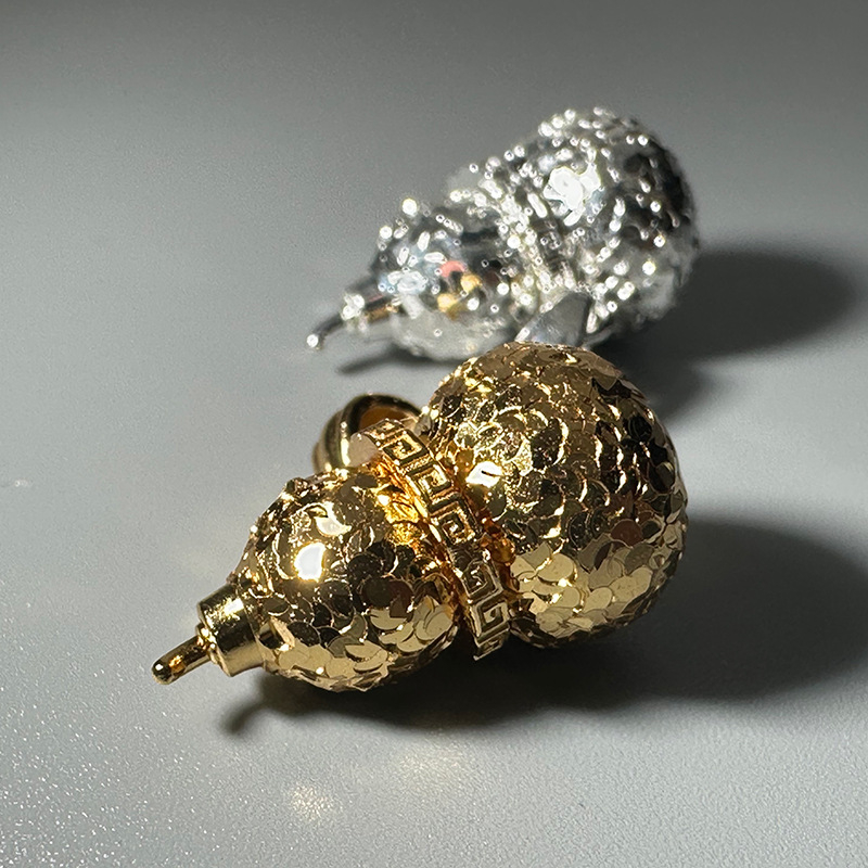 Pandantiv cu formă de dovleac, colier din argint 925, electroplacare, finisaj cu gheață zdrobită, stil chinezesc