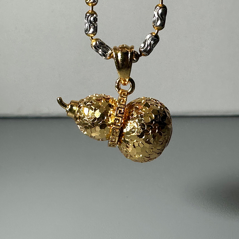 Pandantiv cu formă de dovleac, colier din argint 925, electroplacare, finisaj cu gheață zdrobită, stil chinezesc