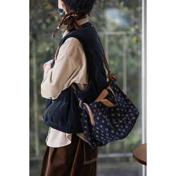 Раница с двойно използване и двустранен дизайн за носене на ръка и през рамо; памучен материал; дамски ежедневен стил; зимно издание 2024.