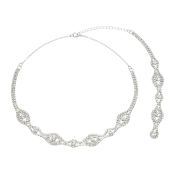 Колие в стил Back Chain с диамантна обработка, кристален материал, булчинска серия, възможност за персонализация