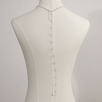 Верига за тяло и гръд с бели кристали, електроплатирана сплав и инlay със изкуствени камъни, пандант ресни