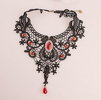 Gotički čipkasti choker ogrlica, tkanina, ručno izrađena, višeslojna, opseg 51–80 cm