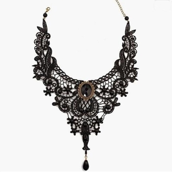 Gotički čipkasti choker ogrlica, tkanina, ručno izrađena, višeslojna, opseg 51–80 cm