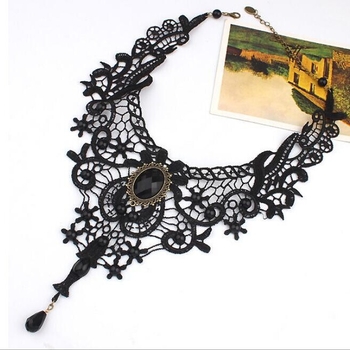 Gotički čipkasti choker ogrlica, tkanina, ručno izrađena, višeslojna, opseg 51–80 cm