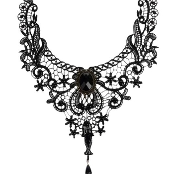 Gotički čipkasti choker ogrlica, tkanina, ručno izrađena, višeslojna, opseg 51–80 cm