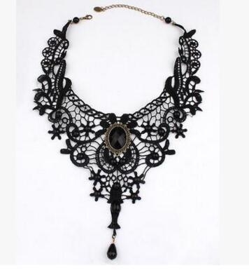 Gotički čipkasti choker ogrlica, tkanina, ručno izrađena, višeslojna, opseg 51–80 cm