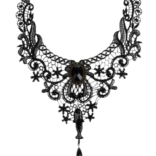 Gotički čipkasti choker ogrlica, tkanina, ručno izrađena, višeslojna, opseg 51–80 cm