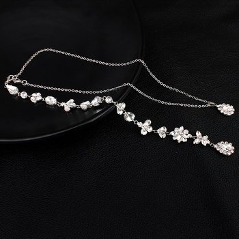 Xiyi Colier de corp pentru mireasă, pandantiv din rhinestone, mozaic de cristale albe, design geometric simplu pentru spatele rochiei