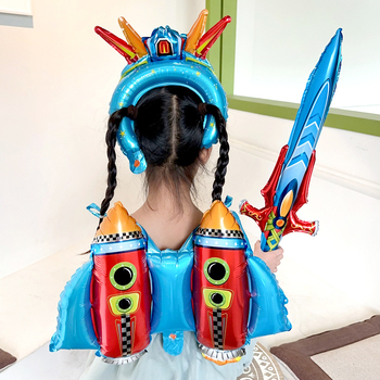 Mecha armor balionas vaikams – aliuminio folija, ateivio formos balionas, žaislinis balionas gimtadienio šventei