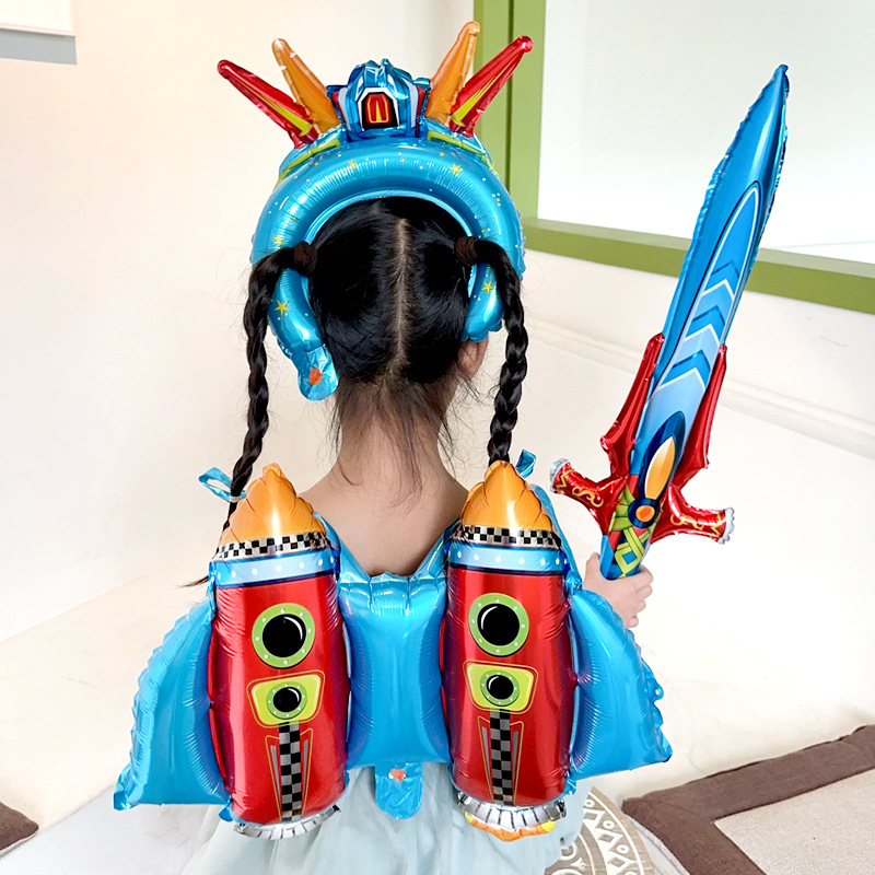 Mecha armor balionas vaikams – aliuminio folija, ateivio formos balionas, žaislinis balionas gimtadienio šventei