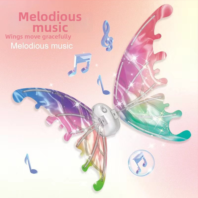 Kustīgi elfes spārni uz muguras ar LED gaismu — plastmasas rotaļlieta bērniem vecumā 4–6 gadi