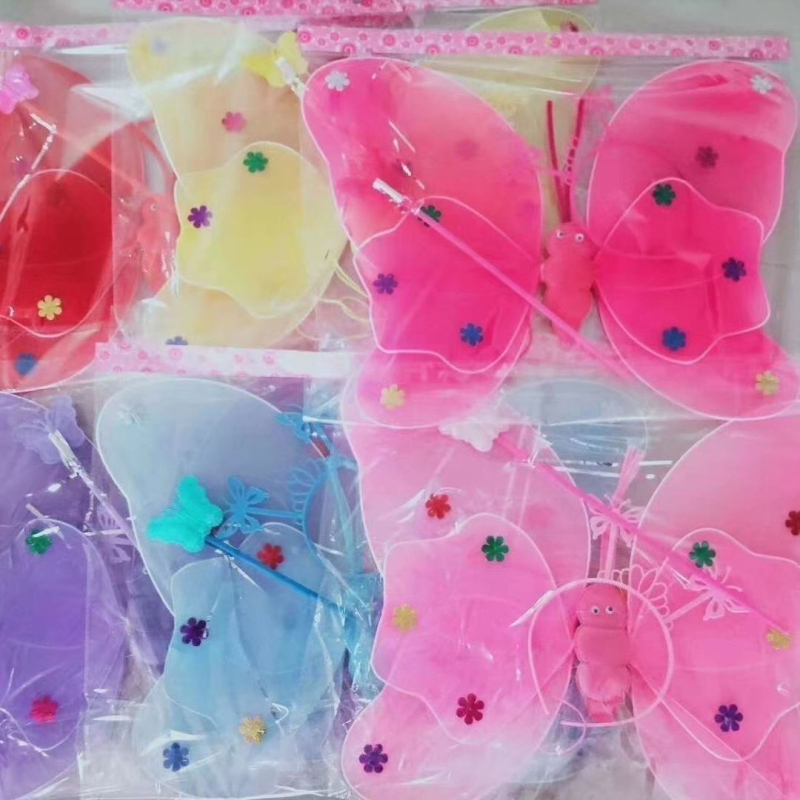 Gaismas tauriņa spārni – triju daļu komplekts bērniem, eņģeļa formas (LED gaisma; auduma spārni; dinamisks gaismas efekts; piemērots zīdaiņiem un maziem bērniem 0–3 gadi)