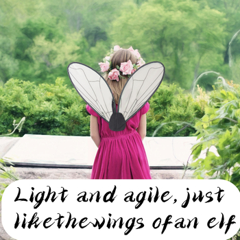 Makiažo kostiumo rekvizitas: angelo sparnai iš organzos - pusiau rankinis, pusiau mechaninis gaminimas, East Promise