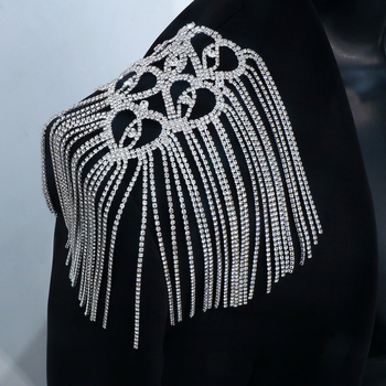 Lanț de umăr cu inimă, încrustat cu pietre artificiale pe bază de aliaj, placare electrolitică