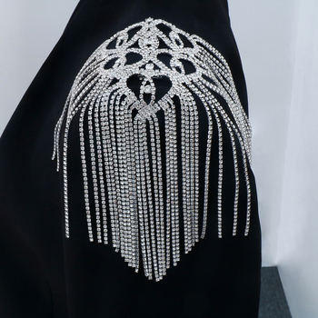 Lanț de umăr cu inimă, încrustat cu pietre artificiale pe bază de aliaj, placare electrolitică