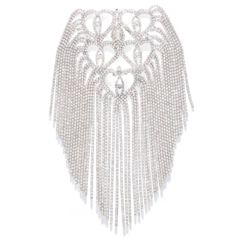 Lanț de umăr cu inimă, încrustat cu pietre artificiale pe bază de aliaj, placare electrolitică