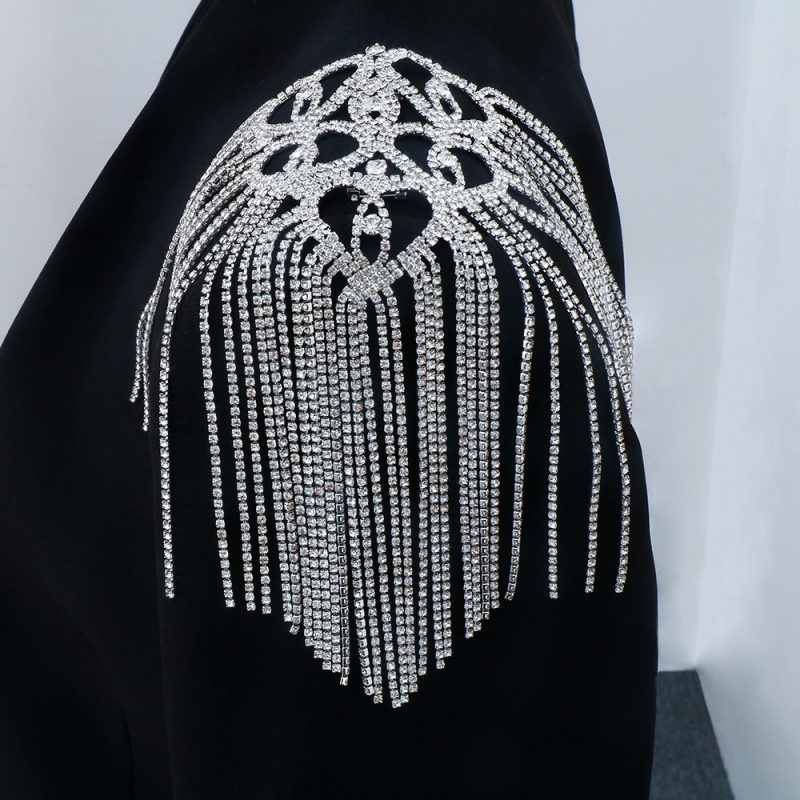 Lanț de umăr cu inimă, încrustat cu pietre artificiale pe bază de aliaj, placare electrolitică