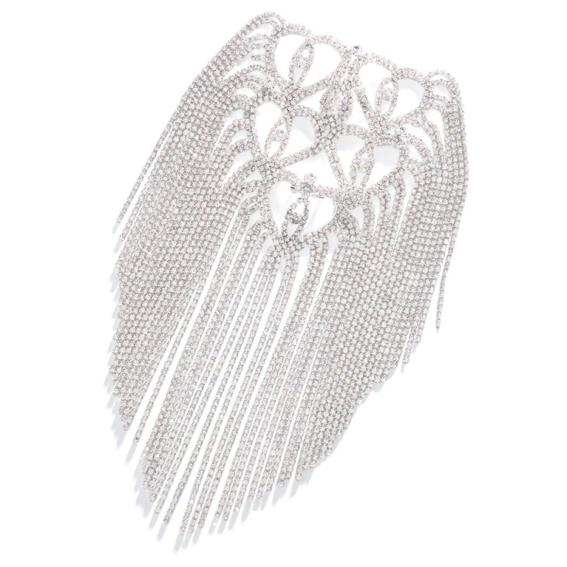 Lanț de umăr cu inimă, încrustat cu pietre artificiale pe bază de aliaj, placare electrolitică