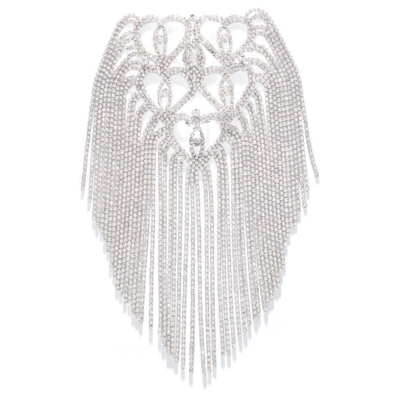 Lanț de umăr cu inimă, încrustat cu pietre artificiale pe bază de aliaj, placare electrolitică