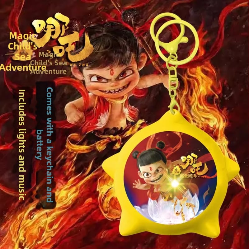 Nezha Φωτιζόμενη Κλειδοθήκη με Κουτί Φώνης – Πλαστικό Περιδέραιο για Σχολικές Τσάντες, Φωτεινά και Ηχητικά Εφέ, Ηλικίες 14+