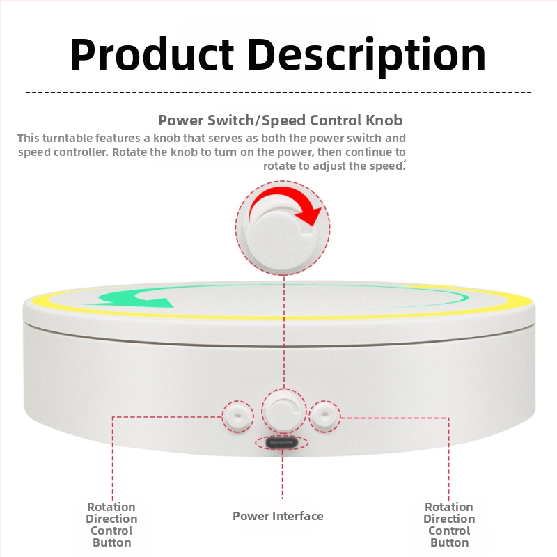 Elektriline pöörlev pildistamislaual fotograafiale ja otseülekandeks, ABS korpus, mudel MTxDGL-DGEL, kandevõime kuni 5 kg