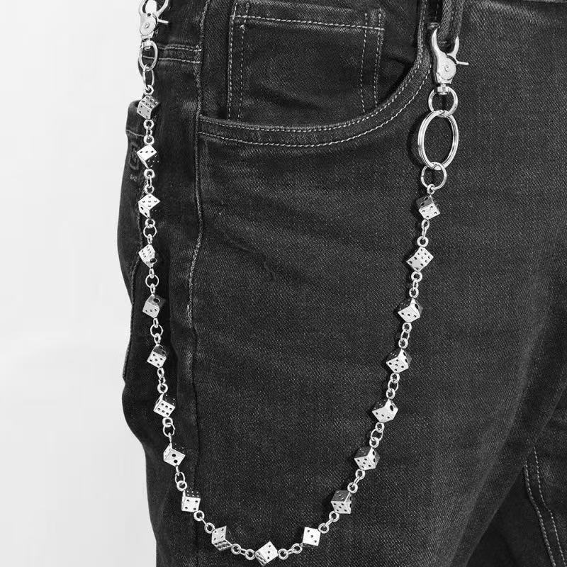 Lanac za hlače s kockicama, metalni lanac, hip-hop punk stil, unisex, za sve sezone