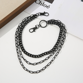 Lanț de talie din aliaj metalic, stil punk rock, lanț trei straturi pentru blugi, accesorii pentru bărbați, lansare toamnă 2025