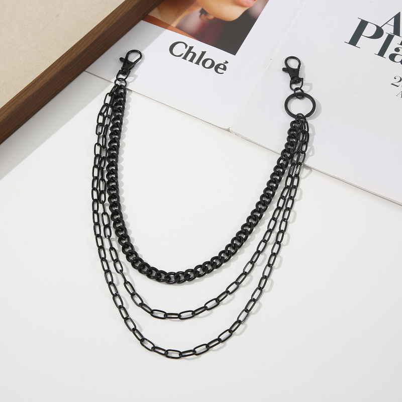 Lanț de talie din aliaj metalic, stil punk rock, lanț trei straturi pentru blugi, accesorii pentru bărbați, lansare toamnă 2025