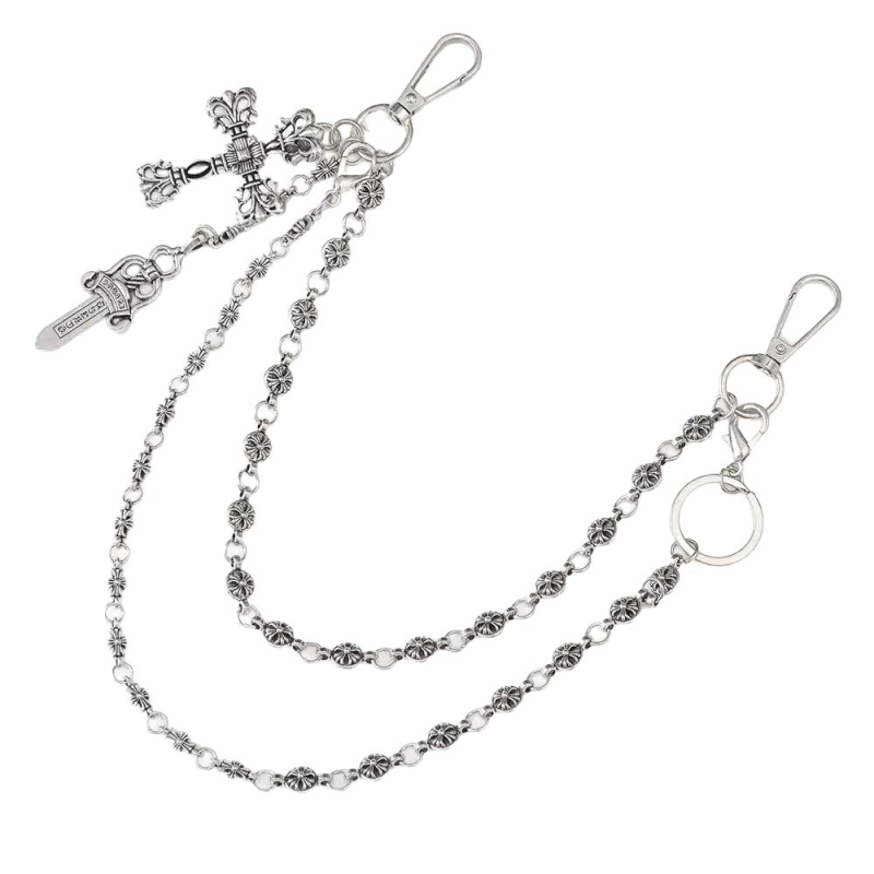 Lant pentru pantaloni cu pandantiv cruce, sabie și breloc – aliaj, stil hip hop, vară 2024