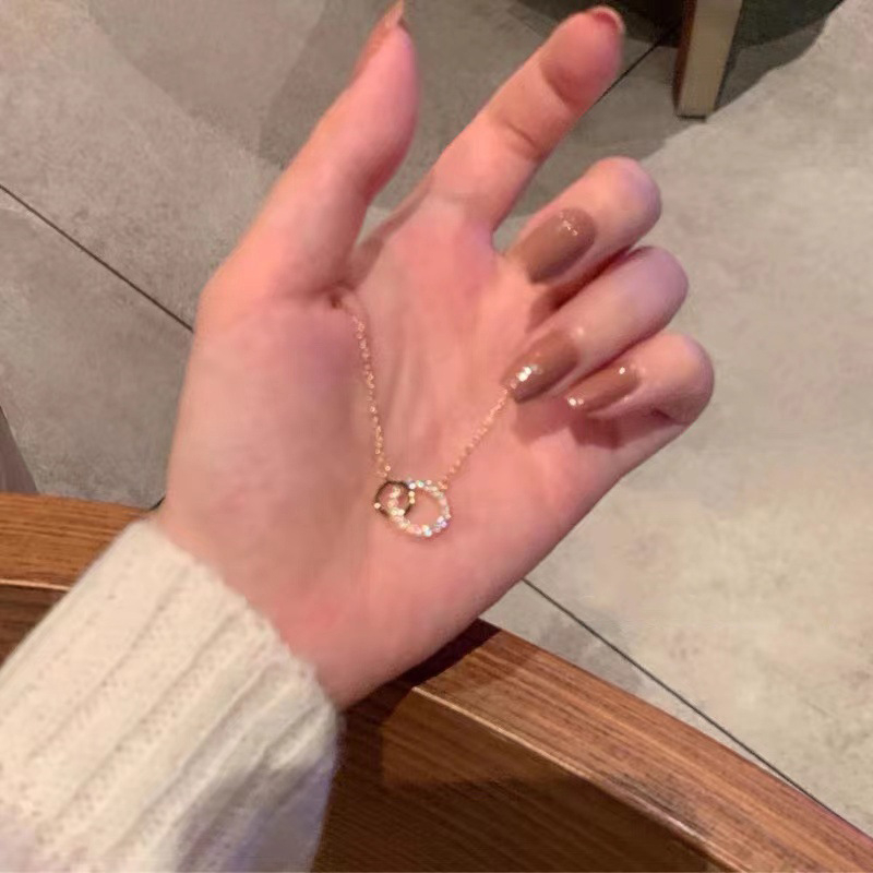 Colier geometric, lanț tip O, din cupru placat cu electroplacare, pentru femei