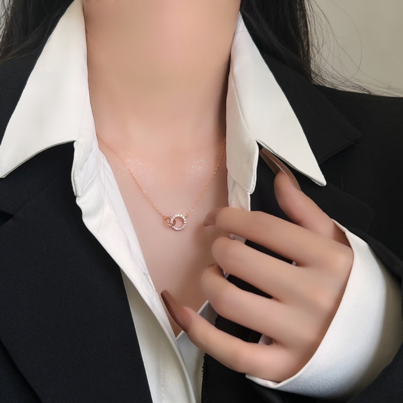 Colier geometric, lanț tip O, din cupru placat cu electroplacare, pentru femei