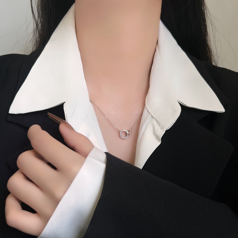 Colier geometric, lanț tip O, din cupru placat cu electroplacare, pentru femei