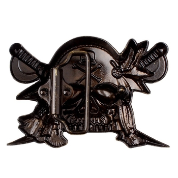 Övcsat dupla kardos kalóz koponya dizájnp, ötvözet, sima felület, 2015