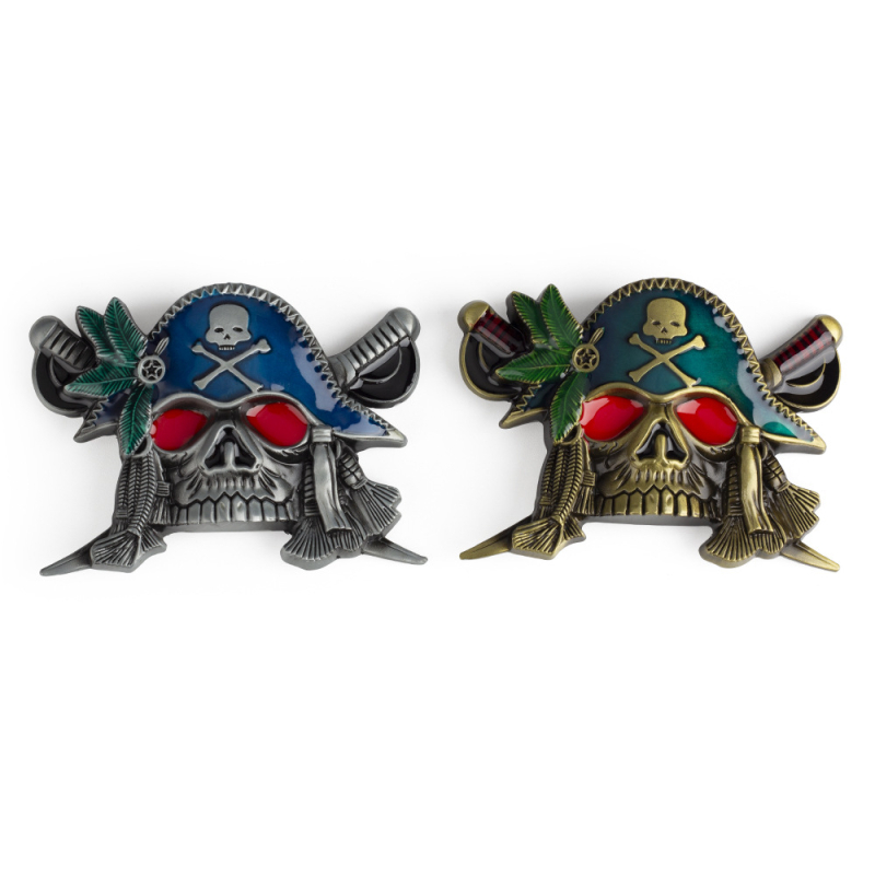 Övcsat dupla kardos kalóz koponya dizájnp, ötvözet, sima felület, 2015