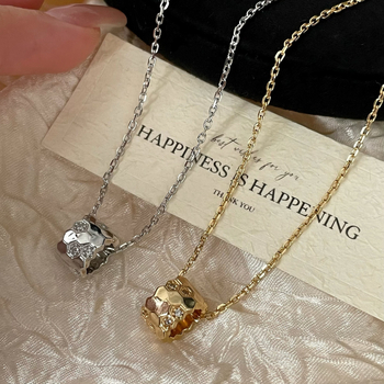 Colier din argint S925 – fagure de albine, pandant geometric, lanț în spirală, lungime 41–50 cm