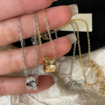 Colier din argint S925 – fagure de albine, pandant geometric, lanț în spirală, lungime 41–50 cm