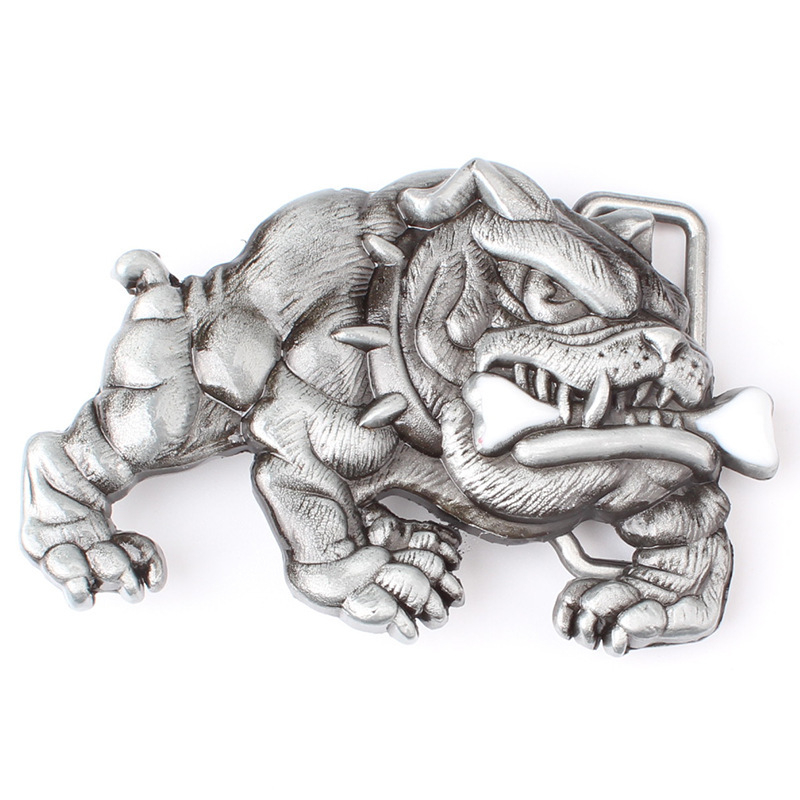 Kuka za pojas Bulldog s motivom ugriza kosti, legura, glatka kopča