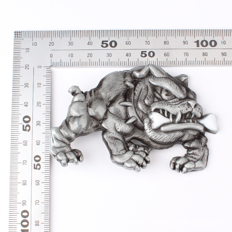 Kuka za pojas Bulldog s motivom ugriza kosti, legura, glatka kopča