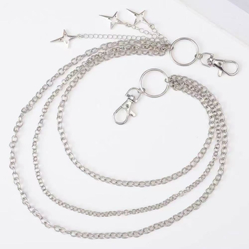 Metalni lanac za hlače s višeslojnim dizajnom i privjeskom zvijezde s četiri vrha, hip-hop stil, Miao rou jewelry, ljeto 2025
