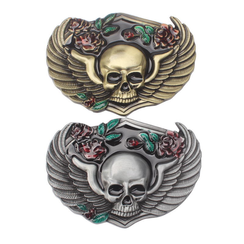Kopča za remen s dizajnom lubanje-kvijet duh motív, legura, glatka kopča