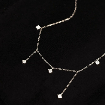 Colier din argint 925 cu zirconiu, design geometric, lanț încrucișat, cod N131