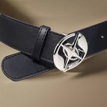 Curea pentru jeanși femei din piele artificială, cataramă din aliaj, închidere netedă, lățime 2-4 cm, stil coreean simplu, versatil