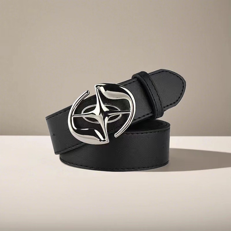 Curea pentru jeanși femei din piele artificială, cataramă din aliaj, închidere netedă, lățime 2-4 cm, stil coreean simplu, versatil