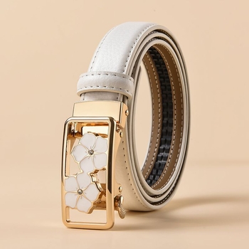 Centură de damă din piele split, cataramă din aliaj, închidere cu șiret, lățime subțire (<2 cm), stil dulce