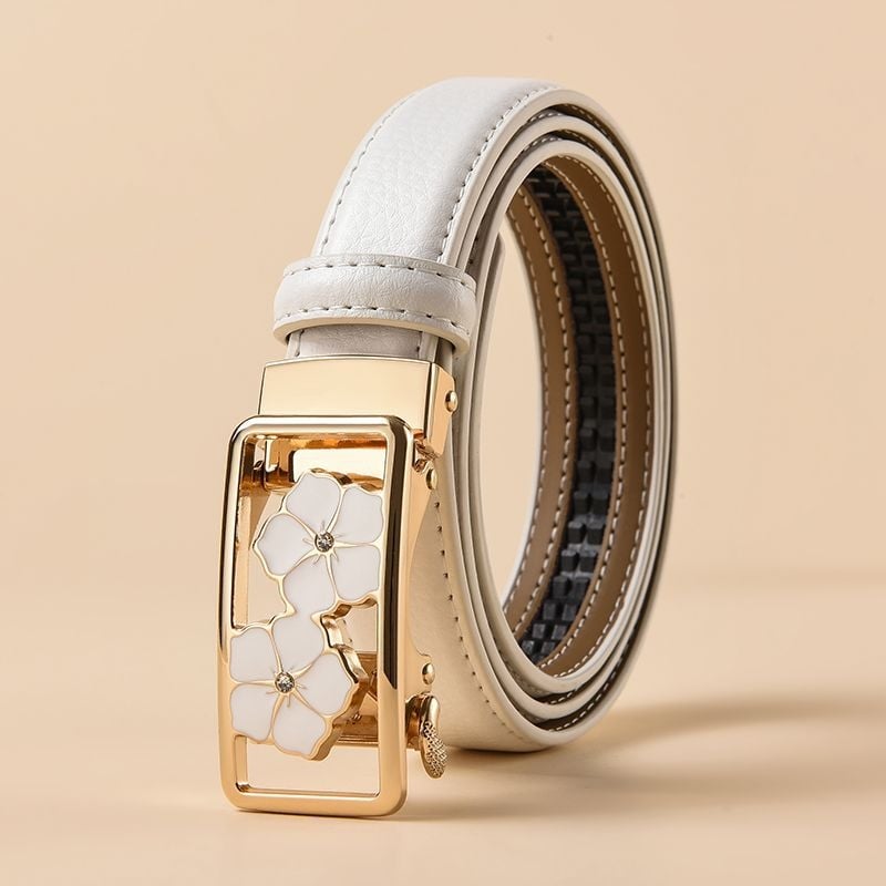 Centură de damă din piele split, cataramă din aliaj, închidere cu șiret, lățime subțire (<2 cm), stil dulce